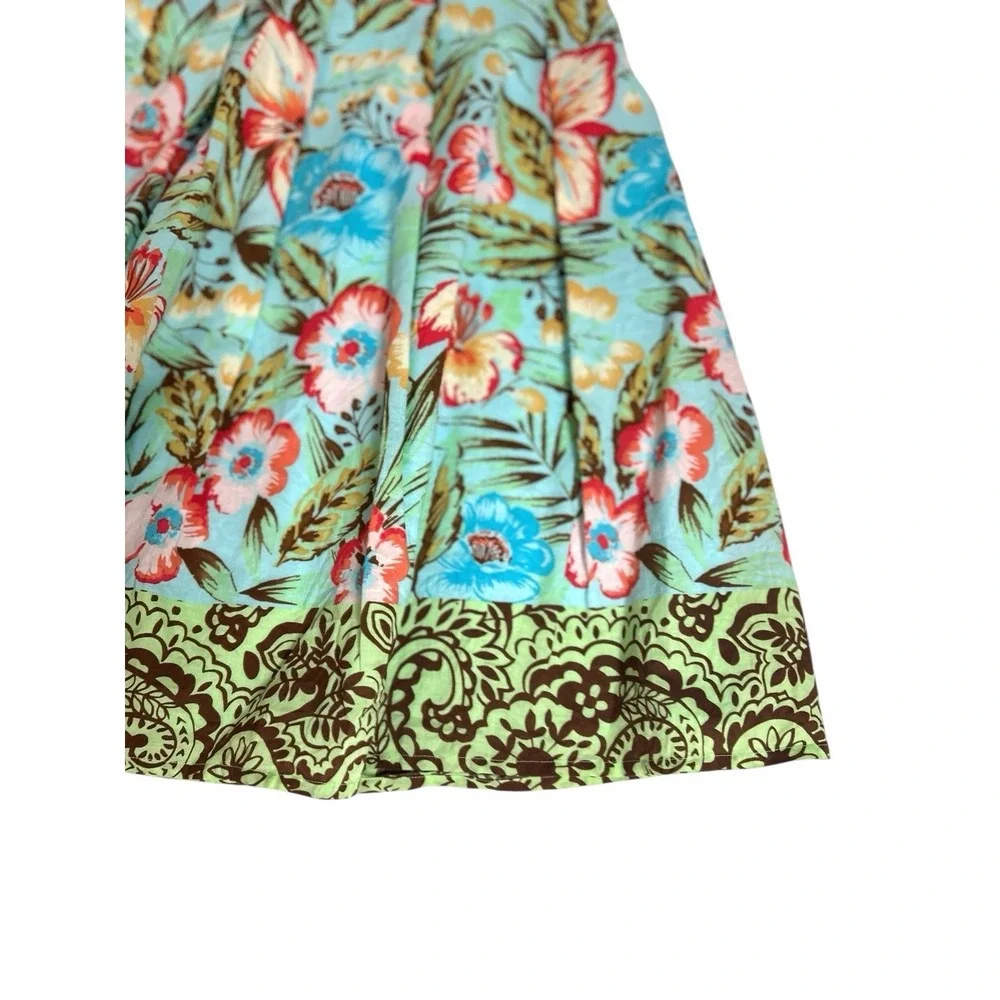 Vtg Harold's 100% Cotton Floral Pleated Knee Skirt Tropical Size 8 Aloha Summer - Picture 5 of 8